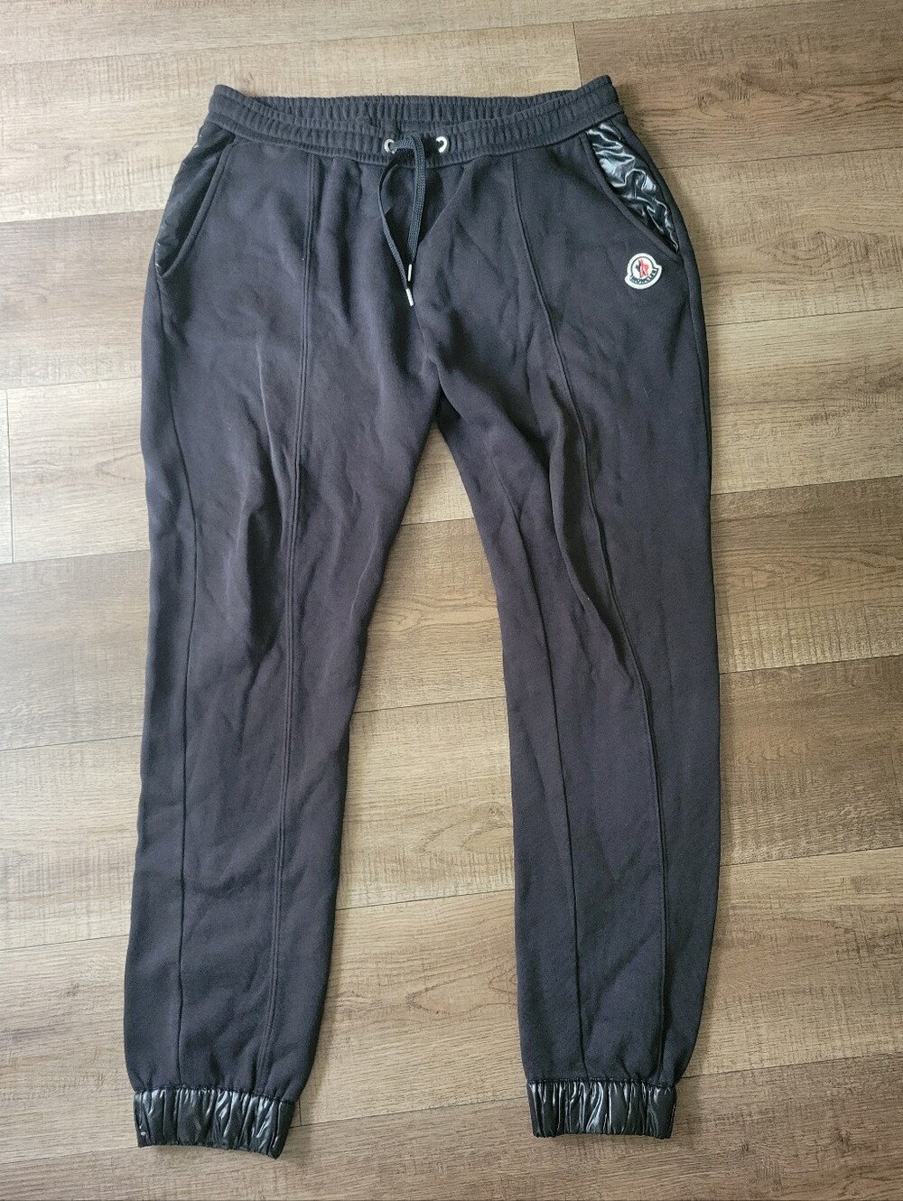 Moncler Womans Black Jogger Sweatpants With Nylon Trim